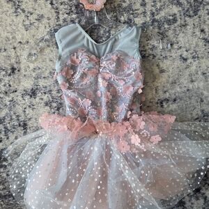 Weissman Pink and Silver Sequin Kids Dance Costume
